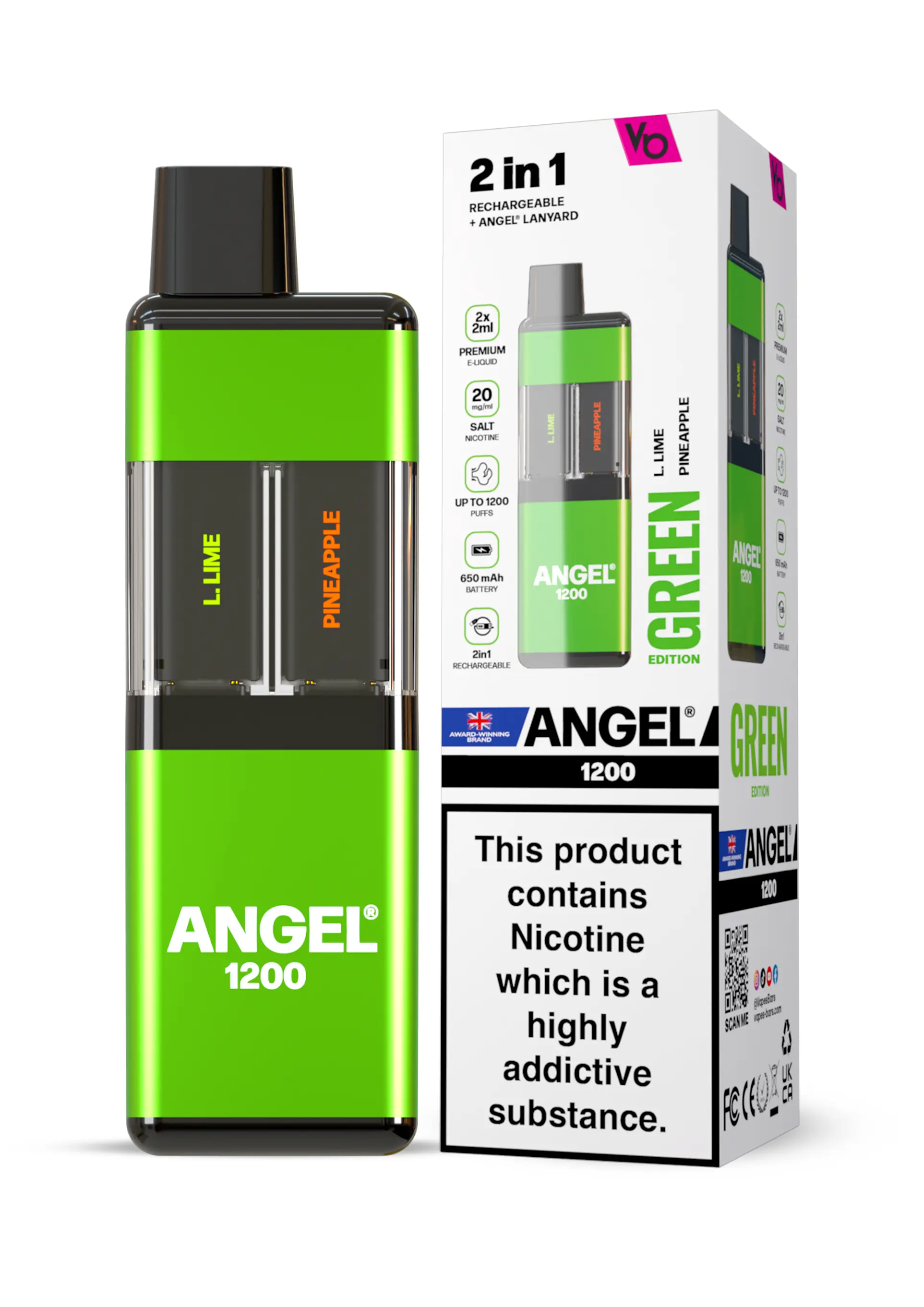 Green Edition Angel 1200 Rechargeable Disposable Pod Kit 